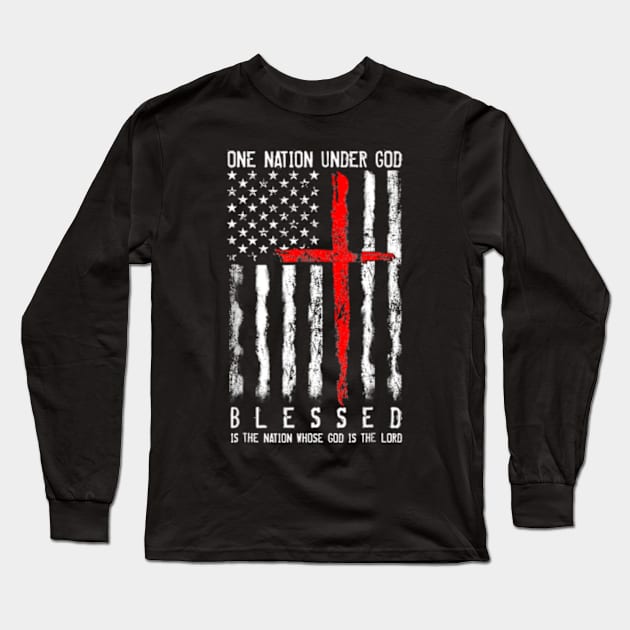 Patriotic Christian Blessed One Nation Under God 4th Of July Long Sleeve T-Shirt by Kreigcv Kunwx